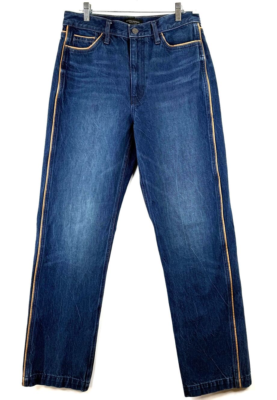 Banana Republic Roper High-Rise Vintage Straight Leather Trim Jeans 30L